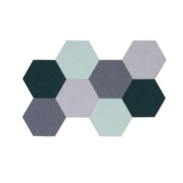 Imagem de Afumazi Placa de cortiça hexagonal de feltro, 8 peças, telhas, quadro de avisos autoadesivo, placa de pinos para decoração de parede, memorandos, exibição de fotos (conjunto g)