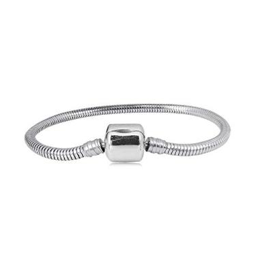 Imagem de MiiFort Pulseira de pingente memorial de corrente de cobra serve para pulseira Pandora Moments feminina prata aço inoxidável 17 a 21 cm, 8.3", Aço inoxidável, Sem Pedra Preciosa