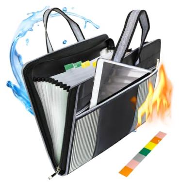 Imagem de SnailGarden Pasta de arquivo expansível - A4 - organizador de arquivos sanfonado portátil com alça e zíper à prova d'água com 13 bolsos organizador de documentos com etiquetas coloridas para uso