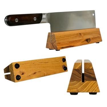 Imagem de Nomware Suporte para Cutelo | Bloco de Armazenamento de Facas de Cutelo de Madeira de 8,25" (Teca, 4 Mm)