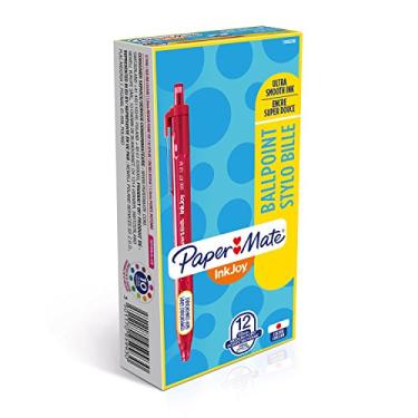 Imagem de Caneta esferográfica retrátil PaperMate InkJoy 300 RT com ponta média de 1,0 mm - vermelha, caixa com 12