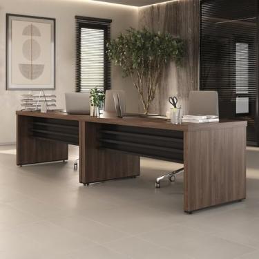 Imagem de Kit 2 Mesas para Escritório em Tamburato 1600 Charuto/Preto