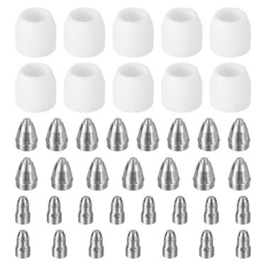Imagem de HARFINGTON Kit de 40 peças de eletrodos de bocal de cortador de plasma P80 e consumíveis de copo de cobertura, ponta de bocal de 1,5 mm
