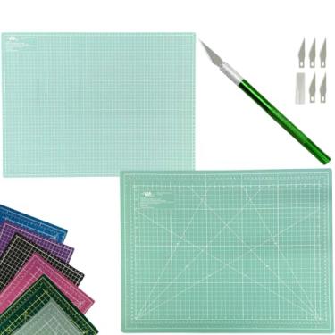 Imagem de Base Placa de Corte A2 60x45cm Patchwork Artesanato Costura Dupla Face Multiuso Auto Regenerativa Estilete Bisturi (Tiffany)