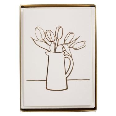 Imagem de Graphique Caixa de cartões, floral simples – Inclui 16 cartões com envelopes correspondentes e caixa de armazenamento, artigos de papelaria fofos feitos em papelão durável, os cartões medem 10 x 14 cm