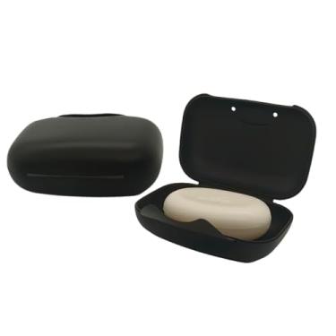Imagem de Vonpri Porta-Sabonete de Viagem, Saboneteira, Caixa de Proteção para Sabonete de Chuveiro, Recipiente para Banheiro, Camping, Academia (Preto Sem Bolsa)