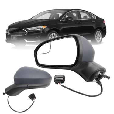 Imagem de Dasbecan Conjunto de espelho do lado esquerdo do motorista compatível com Ford Fusion 2016-2022 Espelho retrovisor | Ajuste elétrico | Substituição # FS7Z-17683-B | 3 pinos | Pintable
