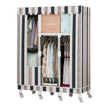 Imagem de Guarda-roupa Armário de guarda-roupa portátil sobre rodas armário de pé grande capacidade armário de armazenamento de roupas móveis organizador de armazenamento armário