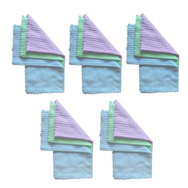 Imagem de Kit Pano Microfibra Atoalhado de Limpeza 30x30cm Super Absorvente Mult