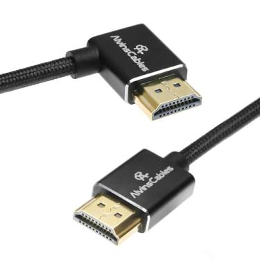 Imagem de Alvin's Cables Cabo 8K HDMI 2.1 de alta velocidade 8K @60Hz 4K@120Hz Cabo espiral trançado para Atomos Ninja para Feelworld, Sony FS5 FS7 FX9, BMPCC, para Canon C300 C500, ângulo reto preto