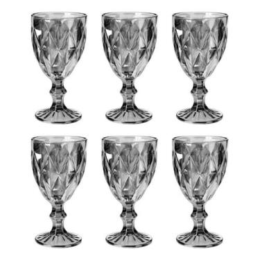 Imagem de Jogo 6 Taças Vinho Água Suco Vidro 340ml G Diamond Preta - Original Li