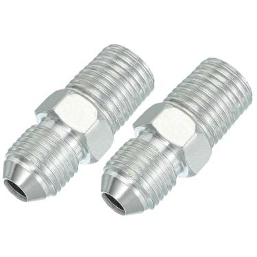 Imagem de PATIKIL Conectores de mamilo redutores hexagonais Adaptador de tubo macho 1/5.1 cm alargador 37° JIC x 1/10.2 cm macho NPT, pacote com 2 adaptadores redutores de mamilo, encaixe hidráulico de aço