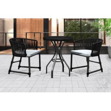 Imagem de Conjunto 2 Poltronas e Mesa Corda Náutica Alumínio Pintado Para Área E