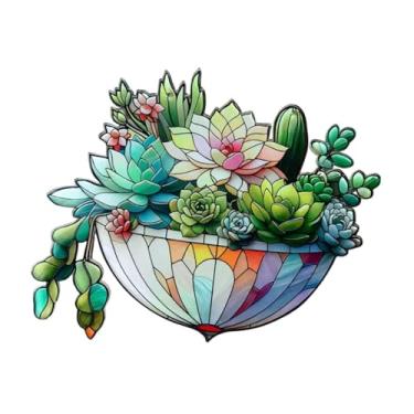 Imagem de WeiLaiKeQi Plantas em vaso pendurado sinal de plantadeira plana planta Art Craft Flor Pot Ornament para a sala de entrada da sala da da janela do quarto, Style B