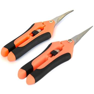 Imagem de Kit 2 Tesouras Poda Jardinagem Ponta CURVA + RETA em Aço INOX Cor Laranja