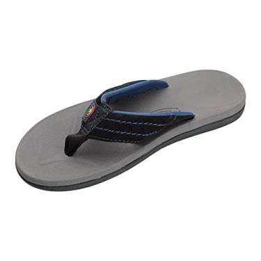Imagem de Rainbow Sandals Sandália masculina East Cape de borracha moldada, Tira preta/azul com parte superior cinza, 41