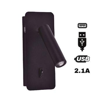 Imagem de Arandela LED 3W Arcavi USB Leitura Make Interruptor Preto Bivolt - AST