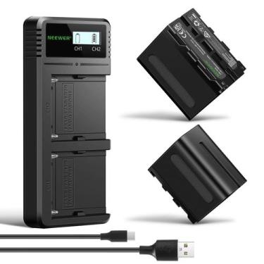 Imagem de Baterias de reposição e carregador Neewer NP-F970 7800mAh x2