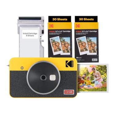 Imagem de Kodak Mini Shot 2 Retro - Câmera Instantânea e Impressora Fotográfica 2 em 1 (60 folhas), foto 5,3 x 8,6cm, compatível iOS e Android, Bluetooth, 4PASS alta definição e acabamento laminado - Amarela
