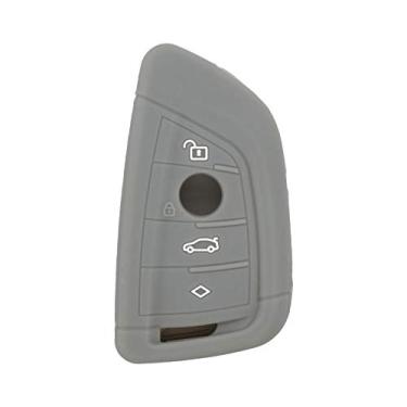 Imagem de SEGADEN Capa protetora de silicone para BMW X3 X4 X5 X6 4 4 botões Smart Remote Key Fob CV4907 Cinza