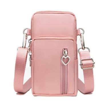 Imagem de EDIWER Bolsa para celular resistente à água bolsa tiracolo de viagem esportiva bolsa de braço carteira mini bolsa de ombro com alça ajustável, rosa