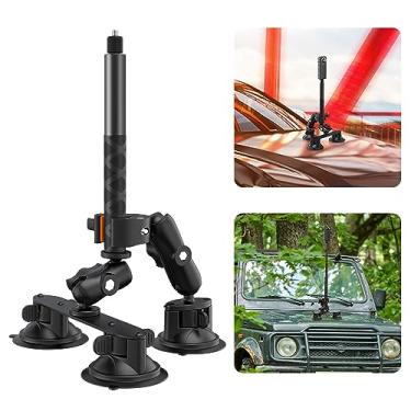 Imagem de Suporte de câmera de carro para Insta360, ventosa 3 em 1 com bastão invisível de selfie de 118 cm para Insta360 X3 X2 X ONE, GoPro, suporte de carro com rotação de 360° para janela de para-brisa, capô de carro, teto superior, tampa do porta-malas