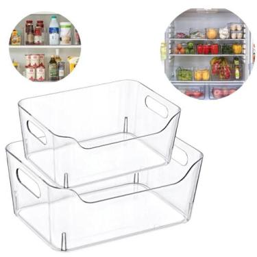 Imagem de Kit 2 Organizadores Multiuso Acrílico Geladeira Sem Tampa 5 E 7 Litros