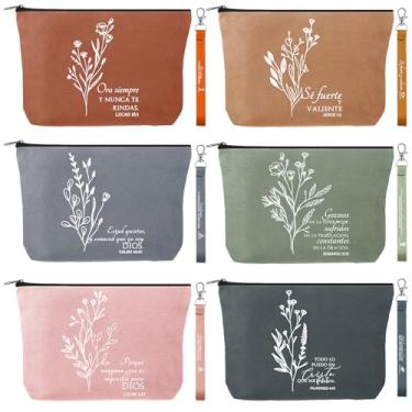 Imagem de Huhumy 12 peças presente cristão dia dos pais bolsa de maquiagem religiosa versículo bíblico chaveiro para mulheres homens igreja enfermeira, Cores brilhantes, Small