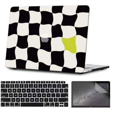 Imagem de iNOTOGG Compatível com MacBook Pro 13 polegadas 2022-2016, A2338 M1 M2/A2289/A2251/A2159/A1989/A1706 com Touch Bar e Touch ID, capa de plástico rígido com capa de teclado e protetor de tela, preto e