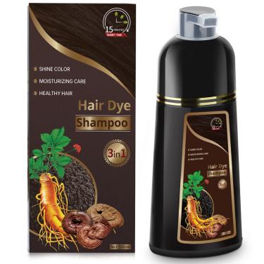 Imagem de Shampoo de tintura de cabelo Temgofeau 3 em 1 Herbal 500ml marrom escuro