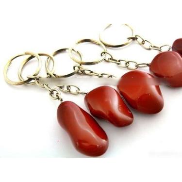 Imagem de Chaveiro Pedrinha Jaspe Vermelho Pedra Rolada Natural - CristaisdeCurv