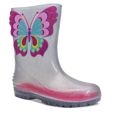 Imagem de Galocha Infantil Feminina Nº 25 Ao 34 Bota Chuva Borboleta 09.19 (Glitter Prata, BR, Criança de 9 a 12 anos, Numérico, 34)