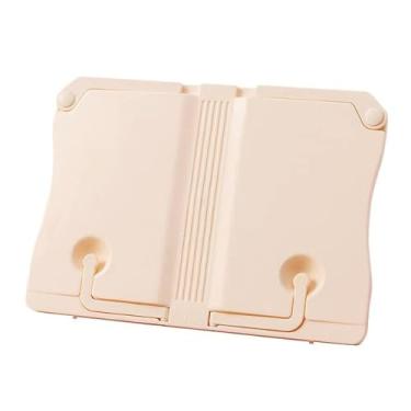 Imagem de Suporte ajustável dobrável para livros, prateleira de receitas abdominais, mesa escolar, escritório, casa, suporte antiderrapante portátil e fixo (branco 27 x 19,6 cm)