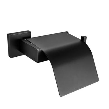 Imagem de Conjunto de acessórios para banheiro preto fosco, porta-escova de vaso sanitário, suporte para papel higiênico, barra de toalha, cabide, gancho, saboneteira, capa para suporte de papel, C