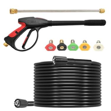Imagem de Willbebest Kit de mangueira de lavadora de pressão elétrica de 6 m, pistola e varinha de extensão para lavadoras de pressão a gás e elétricas, pistola de lavagem de comprimento ajustável de 101 cm
