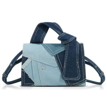 Imagem de QTKJ Bolsa tiracolo feminina, bolsa de ombro jeans macia, bolsa de mão para mulheres, férias, viagem, combinação diária, Azul, One Size