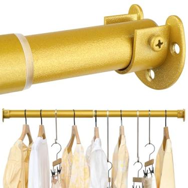 Imagem de FIRJOY Varas de armário para pendurar roupas – resistente, comprimento ajustável (#1 dourado, 47 cm - 71 cm)