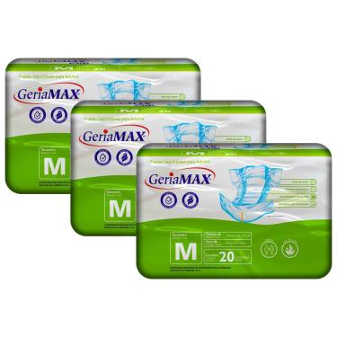 Imagem de Kit 3 Fraldas Geríatrica Geriamax M com 20un Embalagem Econômica