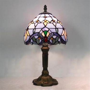 Imagem de OUFULA American Vintage Lâmpada de Mesa LED Luxo Criatividade Sala de Estar Quarto Estudo Quarto de Criança Villa Hotel Cor Vidro Mesa Luz (Estilo 25)