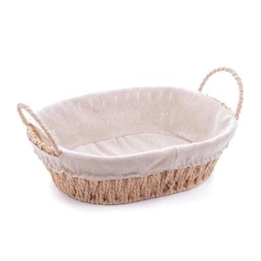 Imagem de Cesta com Alça em Fibra Papel Oval com Forro em Tecido 27 cm
