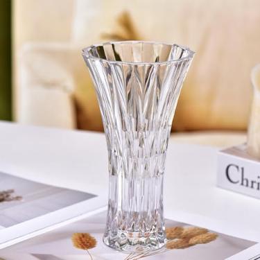 Imagem de GIDARY Vaso de cristal transparente, design espesso de vaso de flores de vidro para decoração de casa, casamento, presente para mães