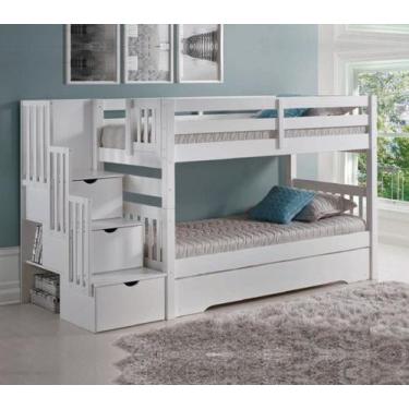 Imagem de Beliche de Solteiro Victória Cama Auxiliar - Escada com 3 Gavetas - Br