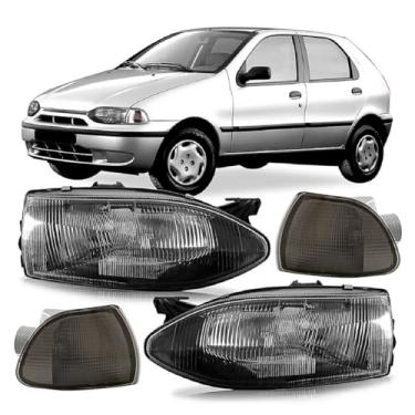 Imagem de Par Farol M. Negra Palio Siena Strada 96 97 98 99 00 + Pisca Fumê