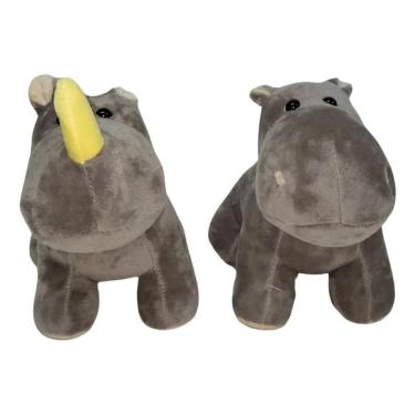 Imagem de Kit 2 Pelúcias Hipopótamo E Rinoceronte 20Cm