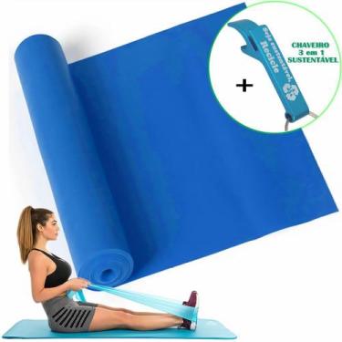 Imagem de Faixa Elástica Para Exercício Resistência Yoga Azul + Chaveiro CBRN159