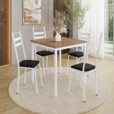 Imagem de Conjunto de Mesas e Cadeiras 90x90 com 4 Cadeiras Branco/Preto/ Demolição