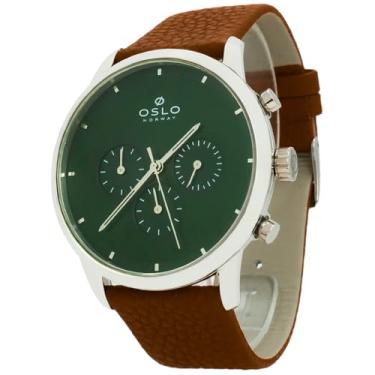 Imagem de Relogio Masculino Oslo Aço Inoxdavel Prata Couro Legitimo Resistente a Agua 1 Ano de Garantia OMBSCCVD0004E1MX