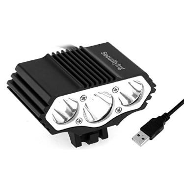 Imagem de SecurityIng Luz de bicicleta alimentada por USB, farol de LED à prova d'água, 1800 lúmens, 4 modos, lâmpada frontal de ciclismo, farol de bicicleta para estrada de montanha, crianças e bicicleta