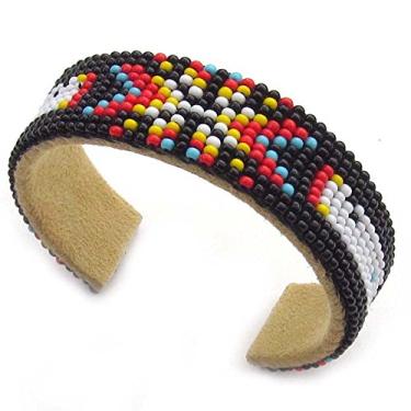 Imagem de La Vivia Pulseira feita à mão com contas, pulseira de contas de sementes estilo nativo americano, pulseira de borboleta vermelha preta unissex B53/8 multicolorida, 8 inch, Latão, Contas de vidro