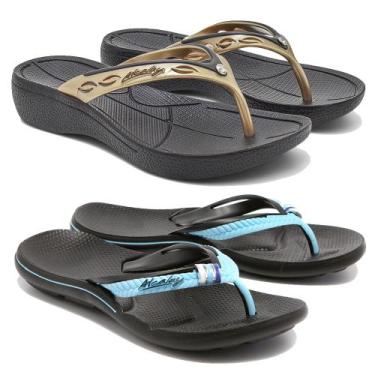 Imagem de Sandalia feminina chinelo com salto anti impacto + chinelo anatômico k